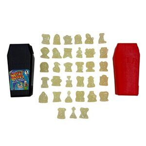 Crazy Bones RARE Vintage 33 Rockeros Glow in the Dark and 2 Carrying Case Coffin